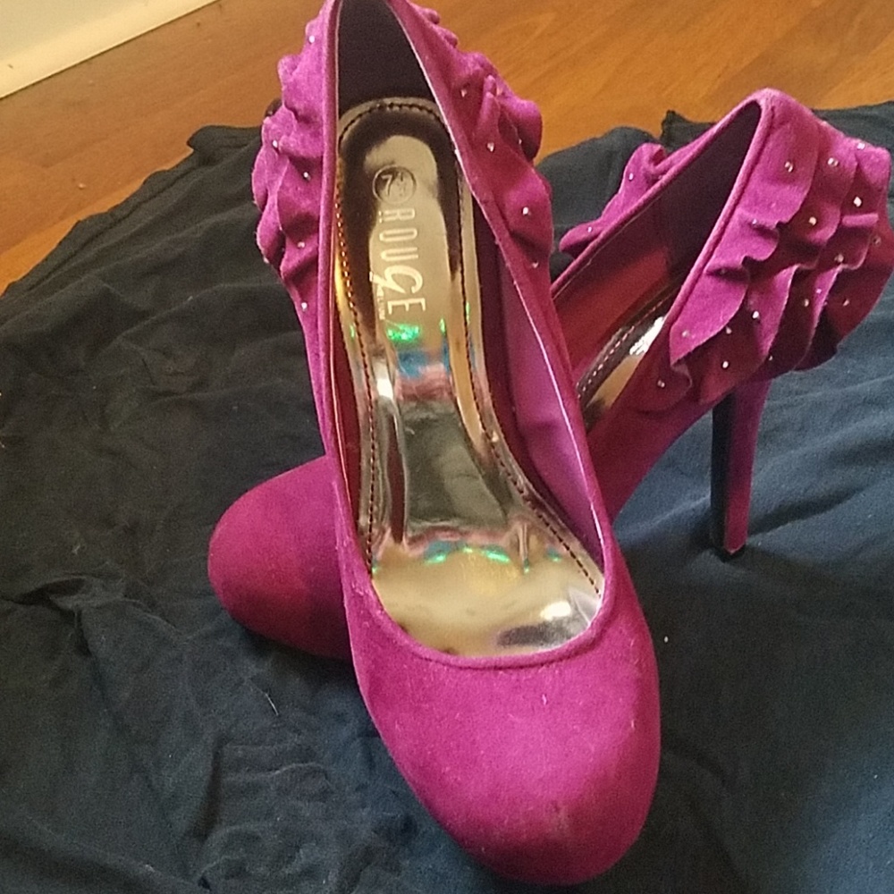 Plum micro suede high heels
